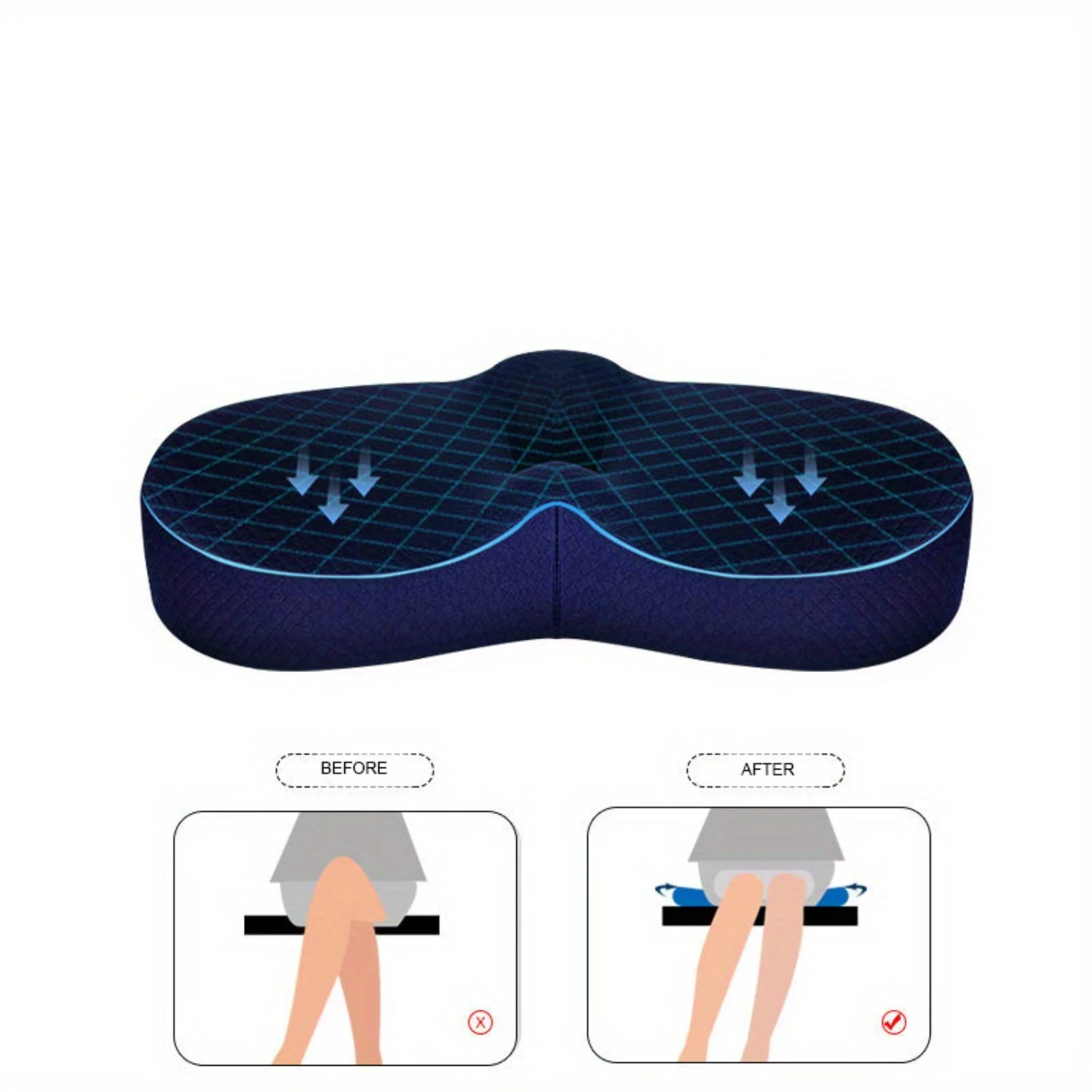 1pc, Improve Posture With Contoured Memory Foam Seat Cushion Pillow For Car, Wheelchair & Office Chair