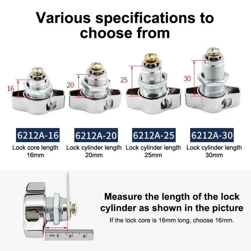 （Summer4）16mm/20mm/25mm/30mm Cabinet Door Padlock Keyless Mechanical Cam Lock Home Office Furniture Cabinet Padlock Door Lock