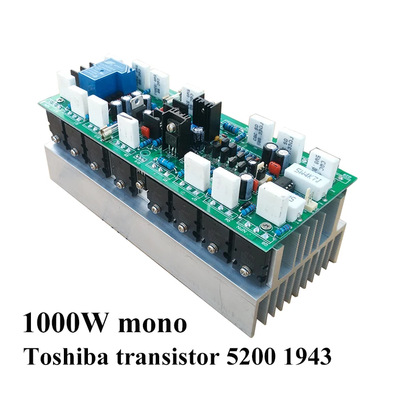 

1000w Mono Power Amplifier Board High Power 16pcs Toshiba Transistor 5200 1943 with Circuit Protection HIFI Audio Amplifier