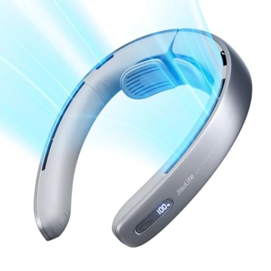 

Portable Neck Fan Pro, 100 Speeds Bladeless, Stepless Knob, LED Display, 5000mAh Rechargeable Personal, Mini Hands Free, USB Ba