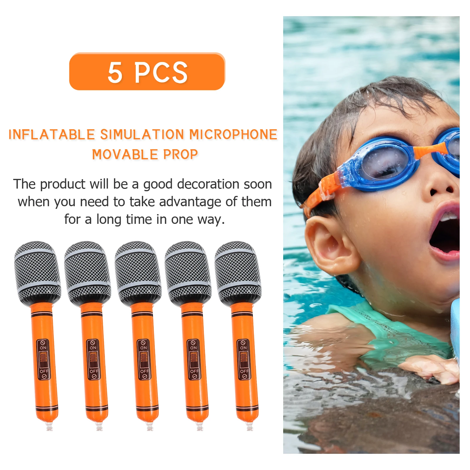 5 stuks plastic opblaasbare microfoon leuk opblaasmicrofoon voor kinderen feestartikelen verjaardagsspellen zwembadactiviteiten