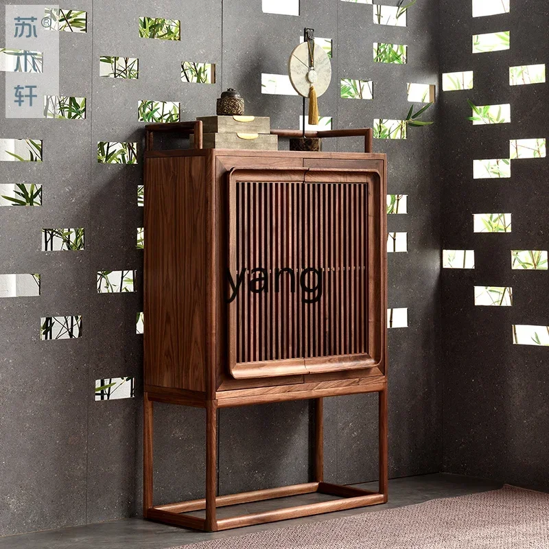 

LTT tea side cabinet simple partition cabinet solid wood entrance black walnut tea side cabinet