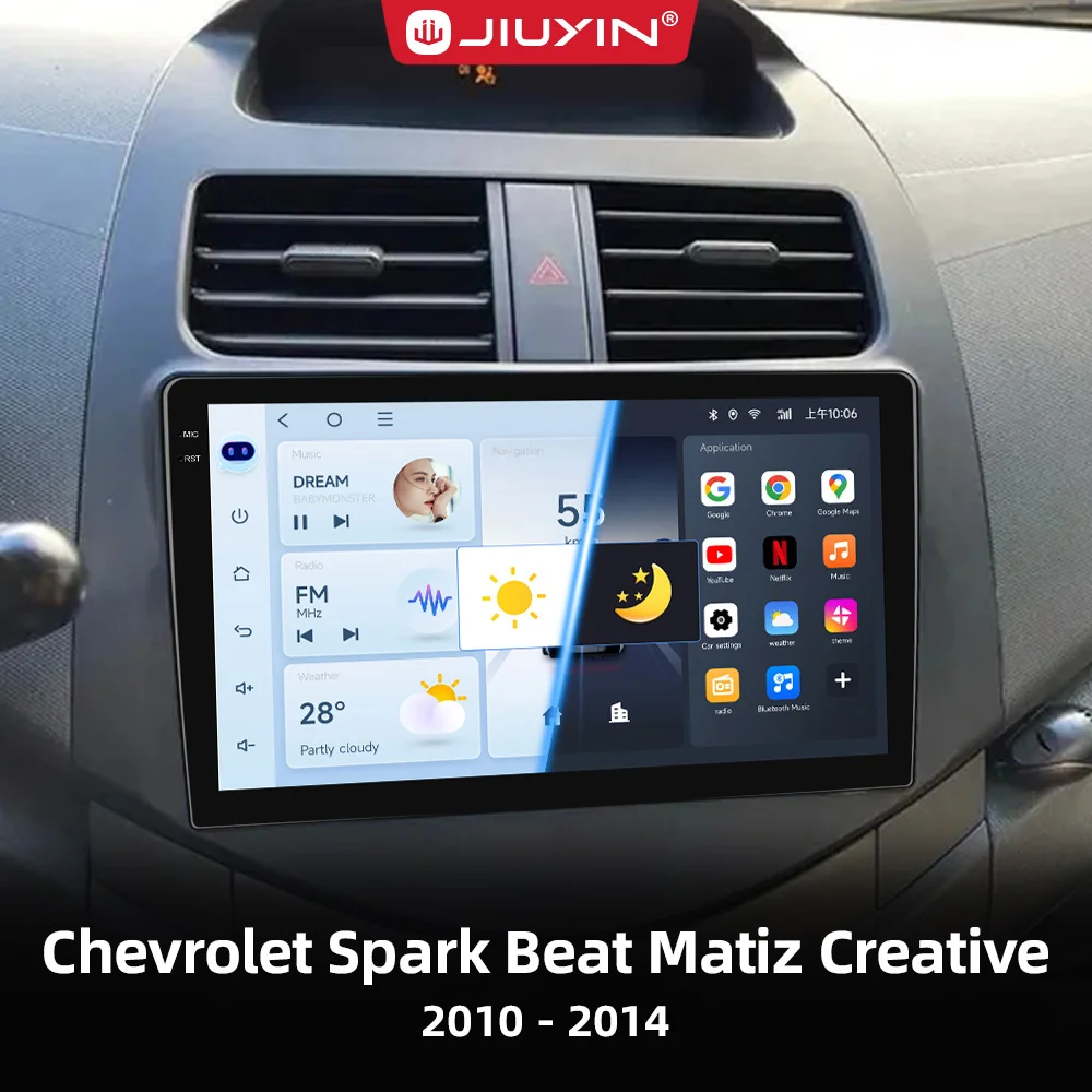 

JIUYIN Car Stereo Radio For Chevrolet Spark Beat Matiz Creative 2010 - 2014 Android 14 Carplay Multimidia Video Player Head Unit