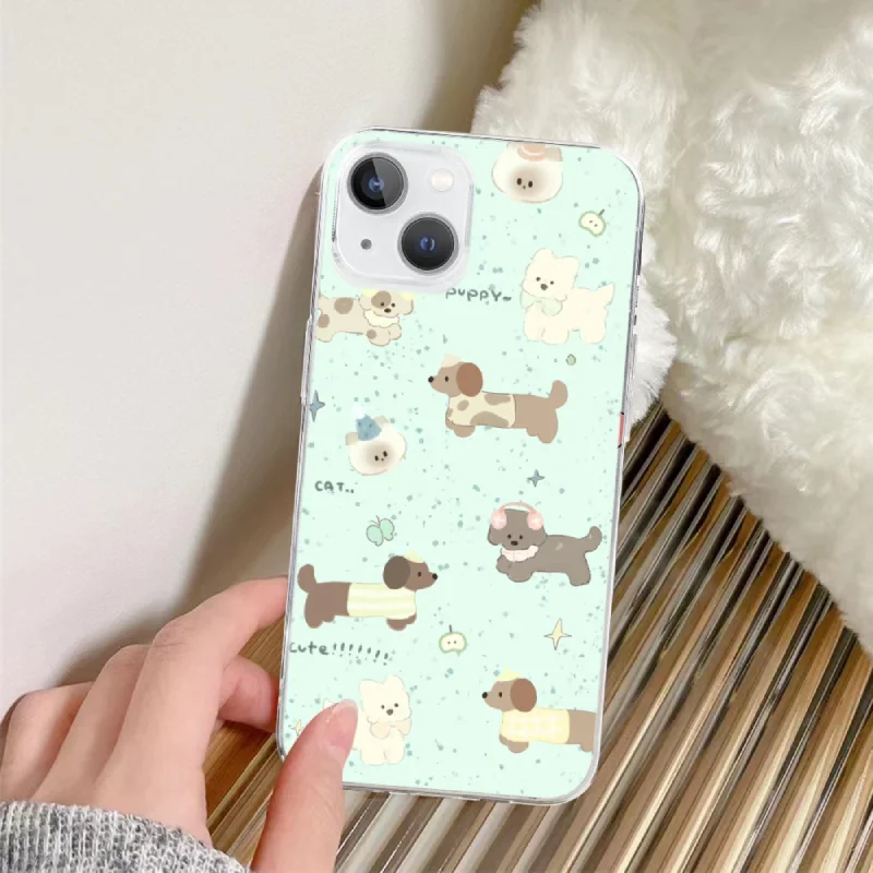 Fashion Mint Green Phone Case For iPhone 15 11 12 14 13 Pro Max Mini XS Max XR SE 7 8 Plus Peppermint Green Transparent Covers