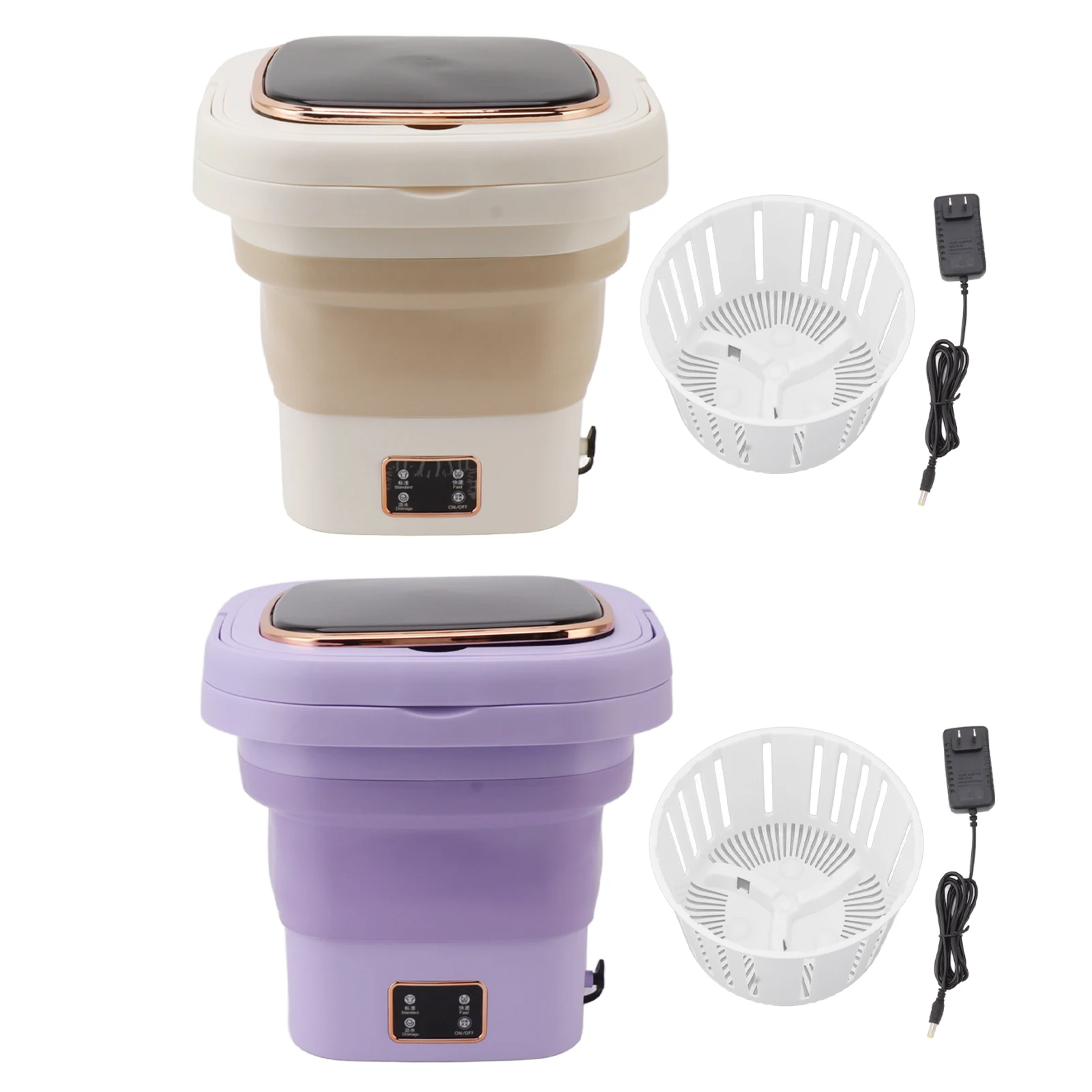 휴대용 자동 접이식 버킷 세탁기, 기숙사 여행용 세탁기, 미국 플러그, 100-240V, 9L 