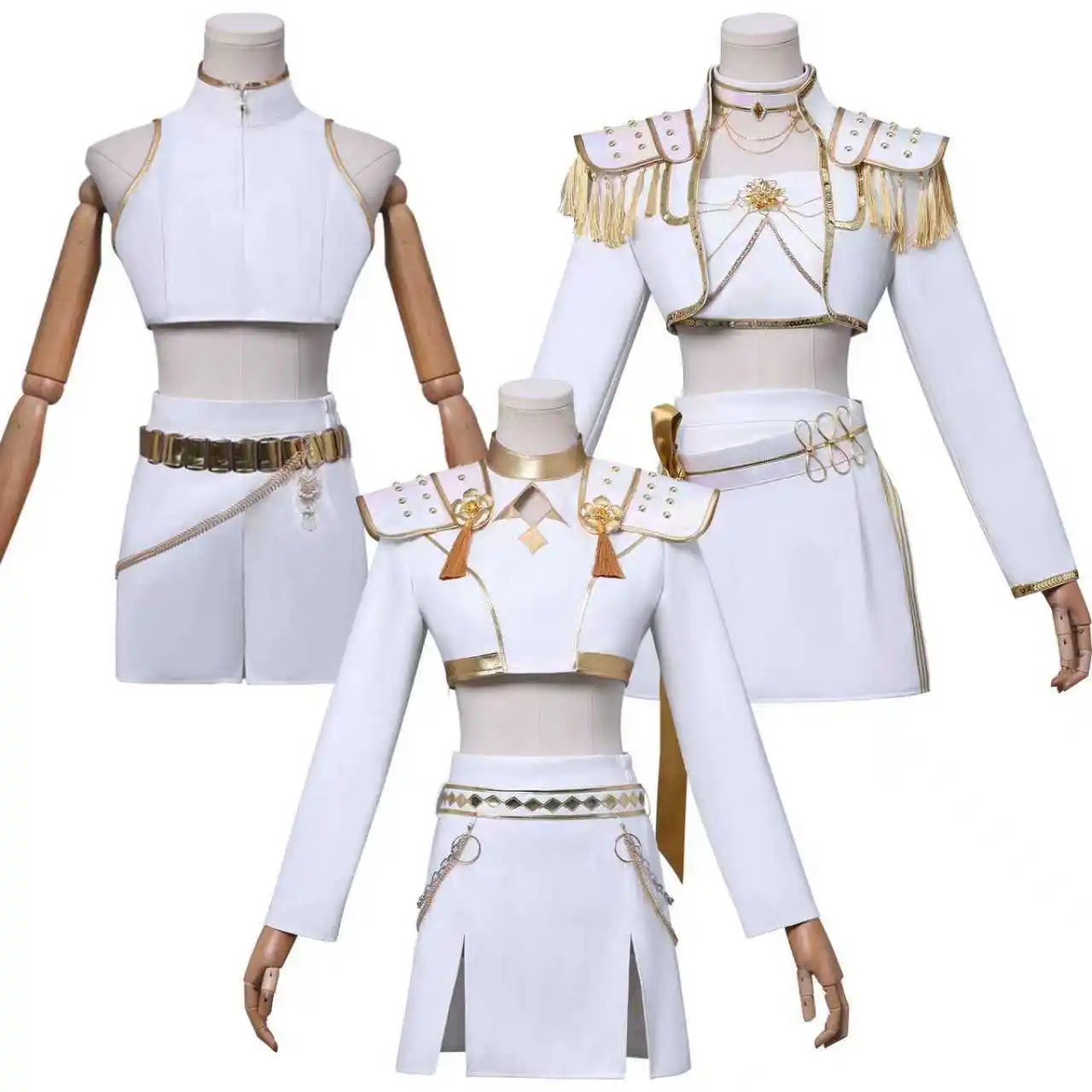 

Anime K-Pop Demon Hunters Zoey Rumi Mira Cosplay Costumes White Uniform Role Play for Party Halloween Carnival Outfits Women