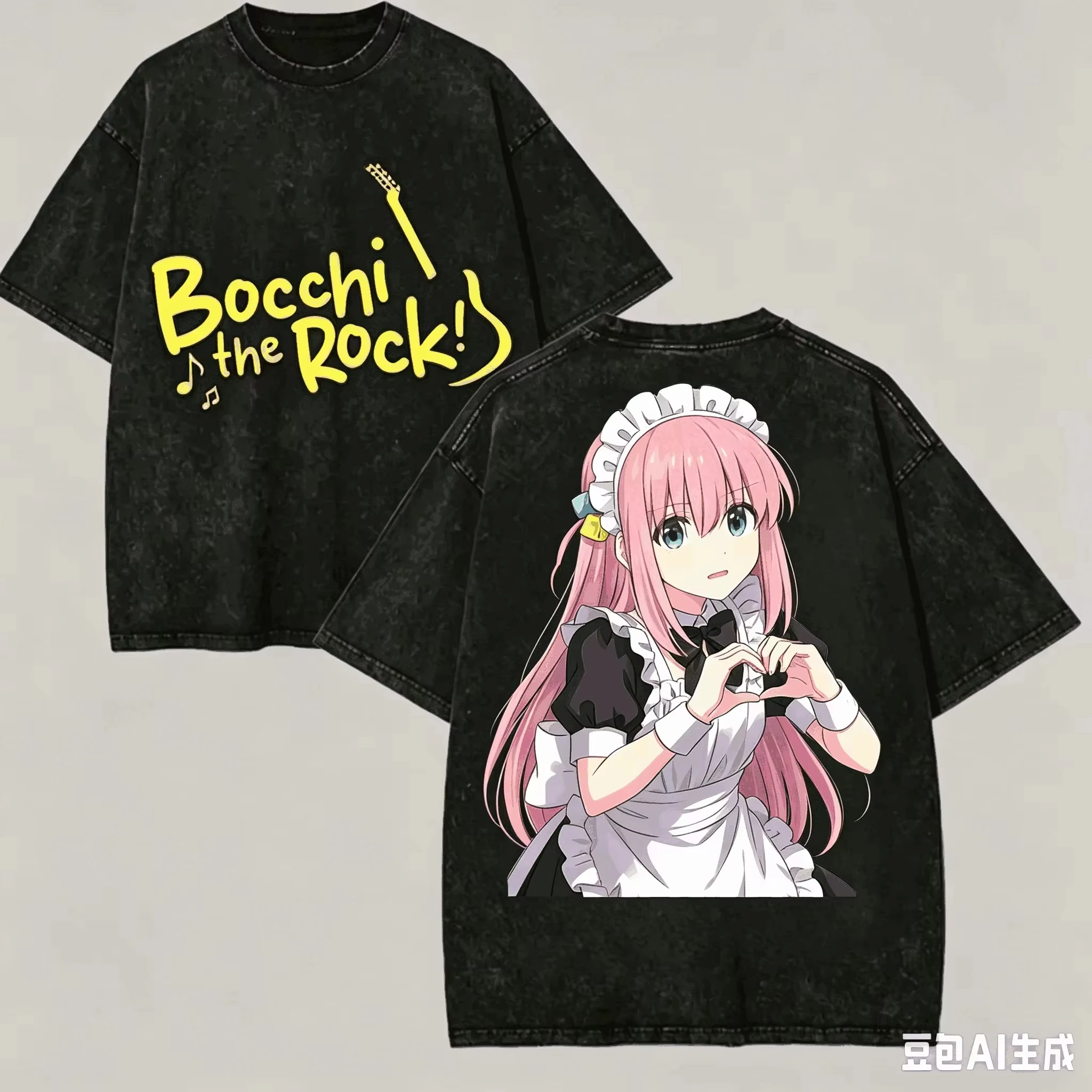 2026 Washed Anime T-Shirt For Fans Of Bocchi The Rock Hitori Gotoh, New Harajuku Loose Vintage Classic Unisex Streetwear T-shirt