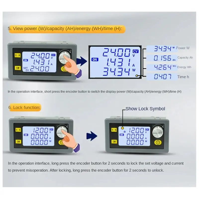 A21Q -22A 1400W Buck Converter CC CV Step Downs Module LCD Adjustable Regulated Power Supply 5V 12V 24V 36V 48V