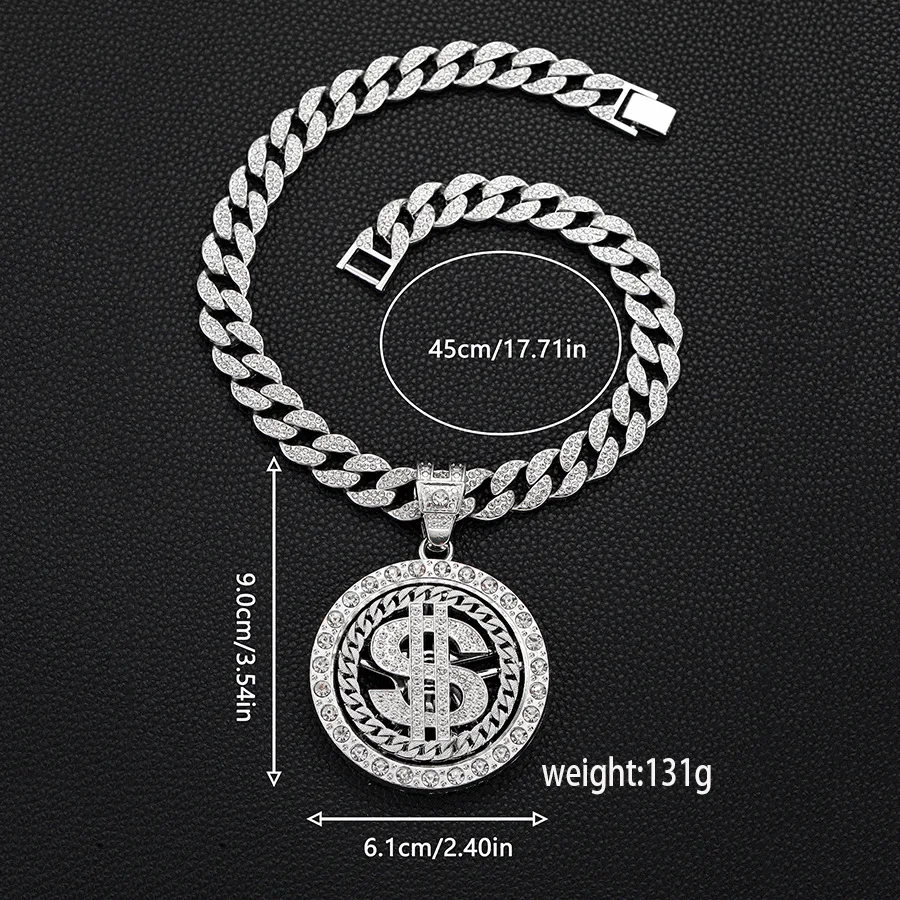 DIY accessories Europe and the United States hot-selling alloy dollar necklace hip-hop personality trendy brand diamond necklace