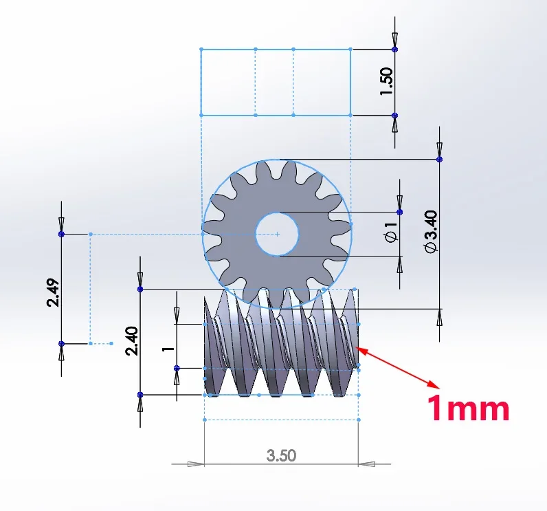0.2M 15T 0.8/1.0mm Foro dell'albero Apertura Rame Metallo Ottone Set di ingranaggi di riduzione a vite senza fine Piccolo riduttore Modifica statica 1:87