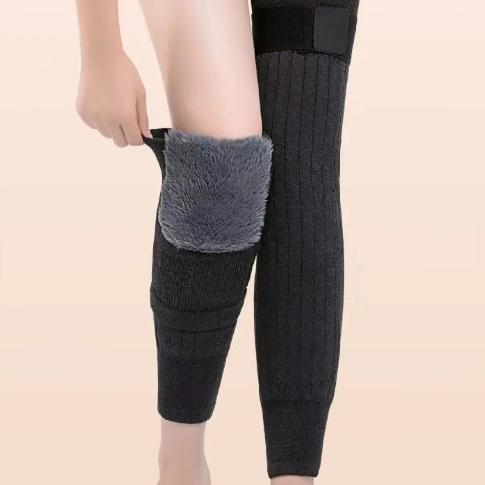 Cold-proof Warm Knee Pads with Straps Elastic Windproof Thermal Leg Warmers Comfortable Soft Thick Knee Protector Arthritis