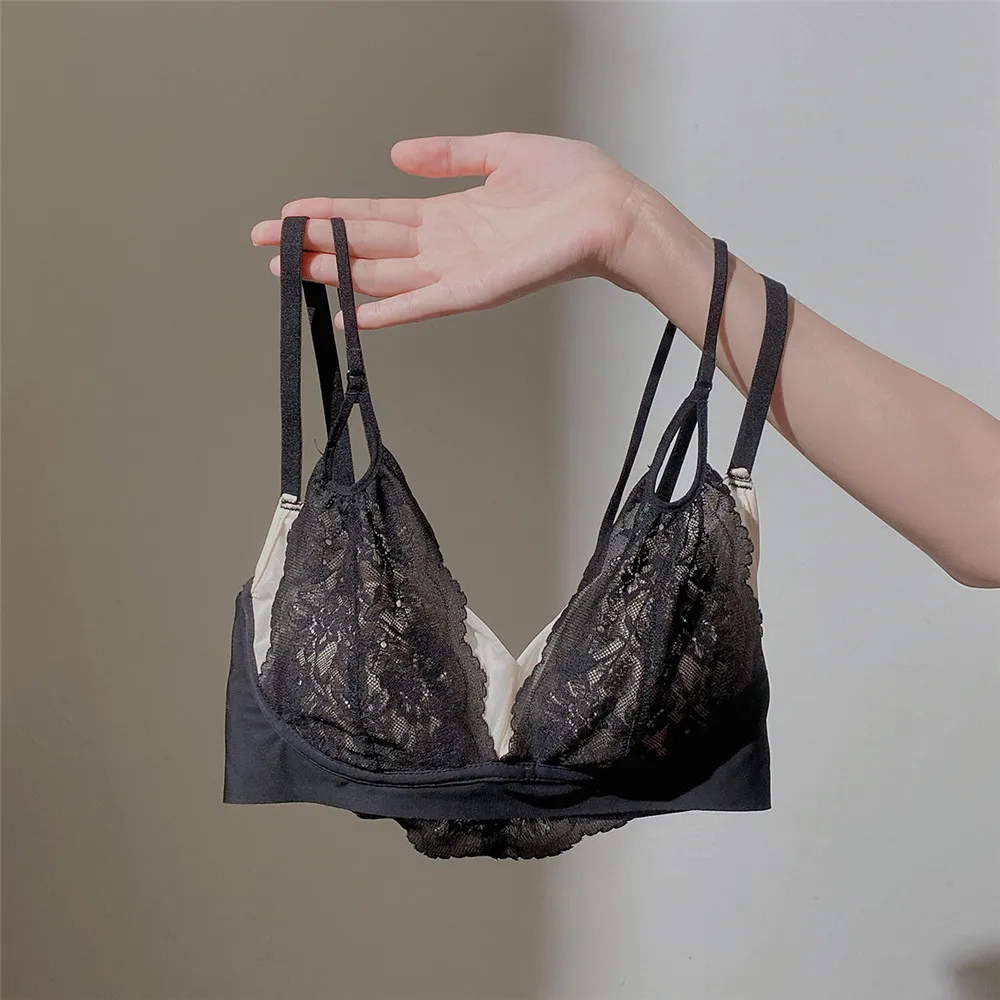 2023 New Patchwork lace Lingerie Women Thin Bralette Sexy Lace Bra Female Brassiere Underwear Y4122