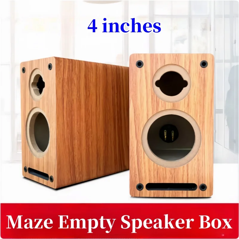 4-inch Maze Empty Speaker Box Two-way Speaker Wooden Drawer High Sound Low Sound Speaker Housing 95mm/16mm 1 Pair Speaker Boxes