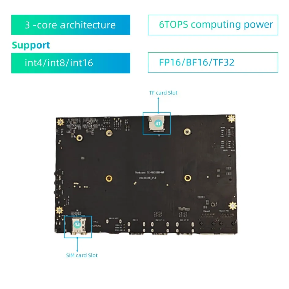 Placa base Rockchip RK3588, 8K, AI, placa de desarrollo, 2,4 GHz, 8 núcleos, 64 bits, DDR4, NPU, 6Tops, compatible con Android, Debian11AIoT, código abierto