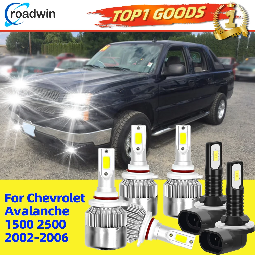 

4/6 шт. для Chevrolet Avalanche 1500 2500 2002-2006 светодиодные фары 9005 9006 дальнего ближнего света + 881 противотуманные фары COB чип IP68 Plug & Play
