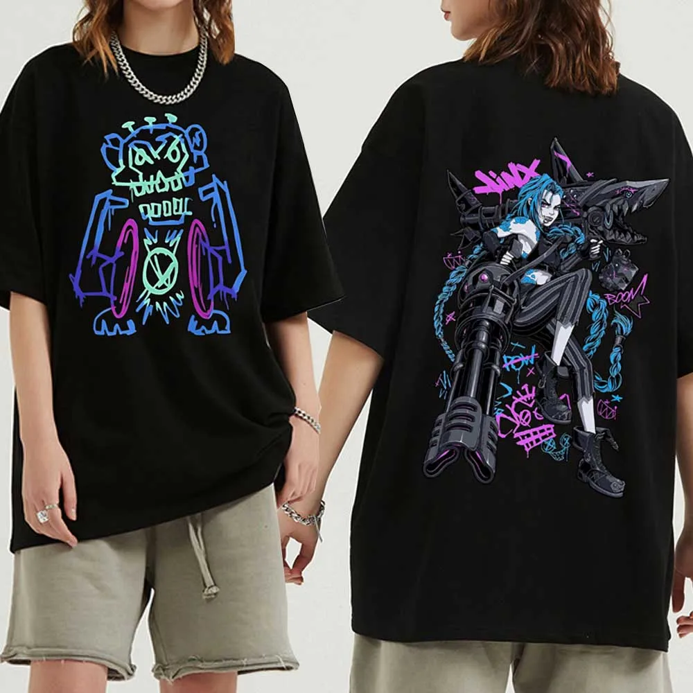 Arcane Jinx Graffiti T-shirt Man Women Harajuku O-neck Summer Casual Shirt