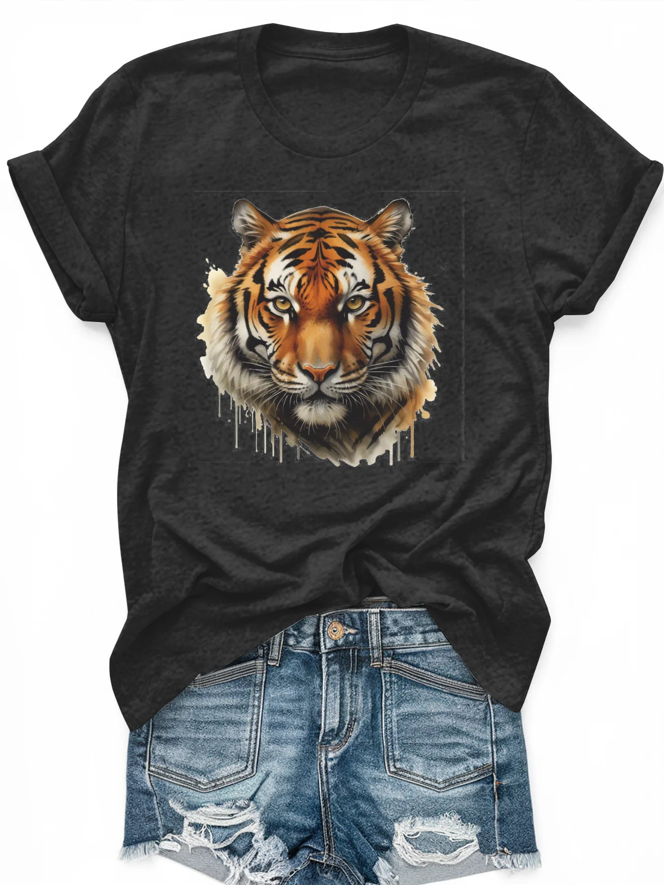 

Women's PLUS-size Printed Short-sleeved T-shirt, Loose and Casual, Soft, Comfortable and Breathable, Outdoor Sports