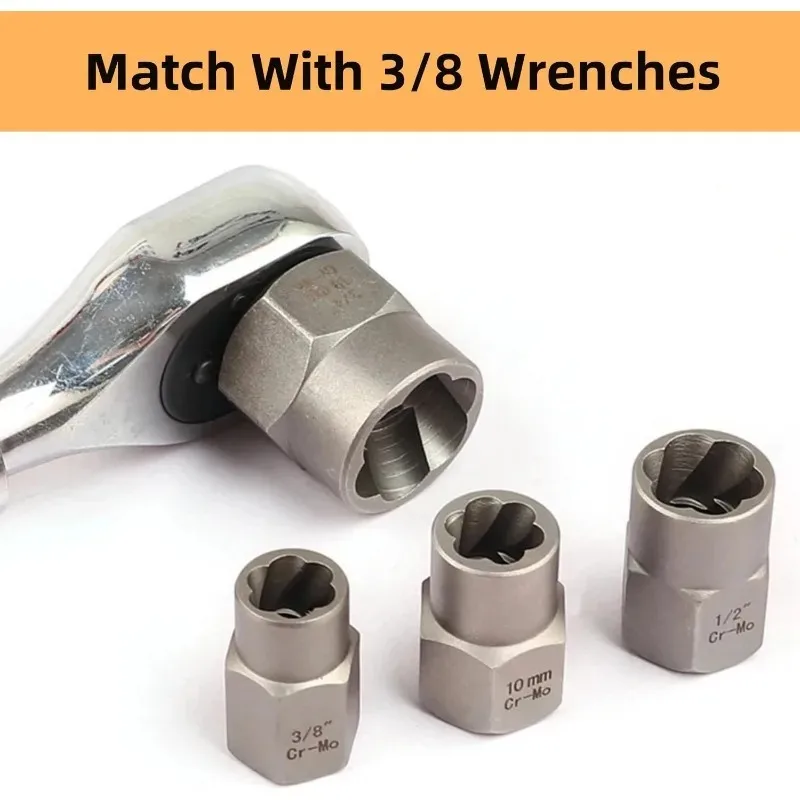Профессиональный набор из 14 ударных болтов, 1 4 3 8, приводная розетка SAE, противоскользящий съемник для зачищенных гаек, винтов, адаптер W, инструмент