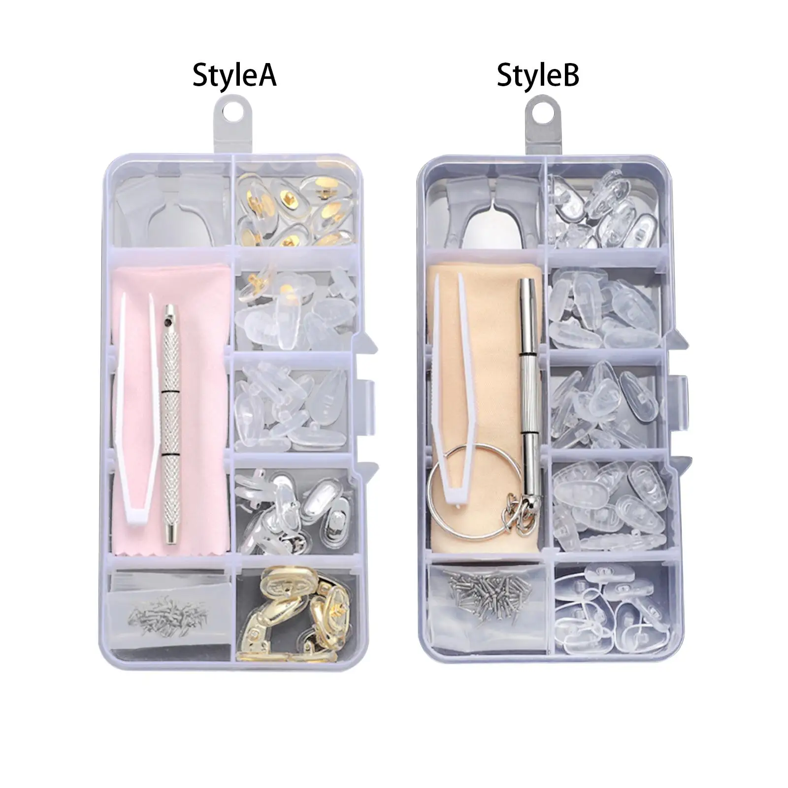 

Silicone Nose Pads Replacement Eye Glasses Repair Kit Ear Hooks with Screws