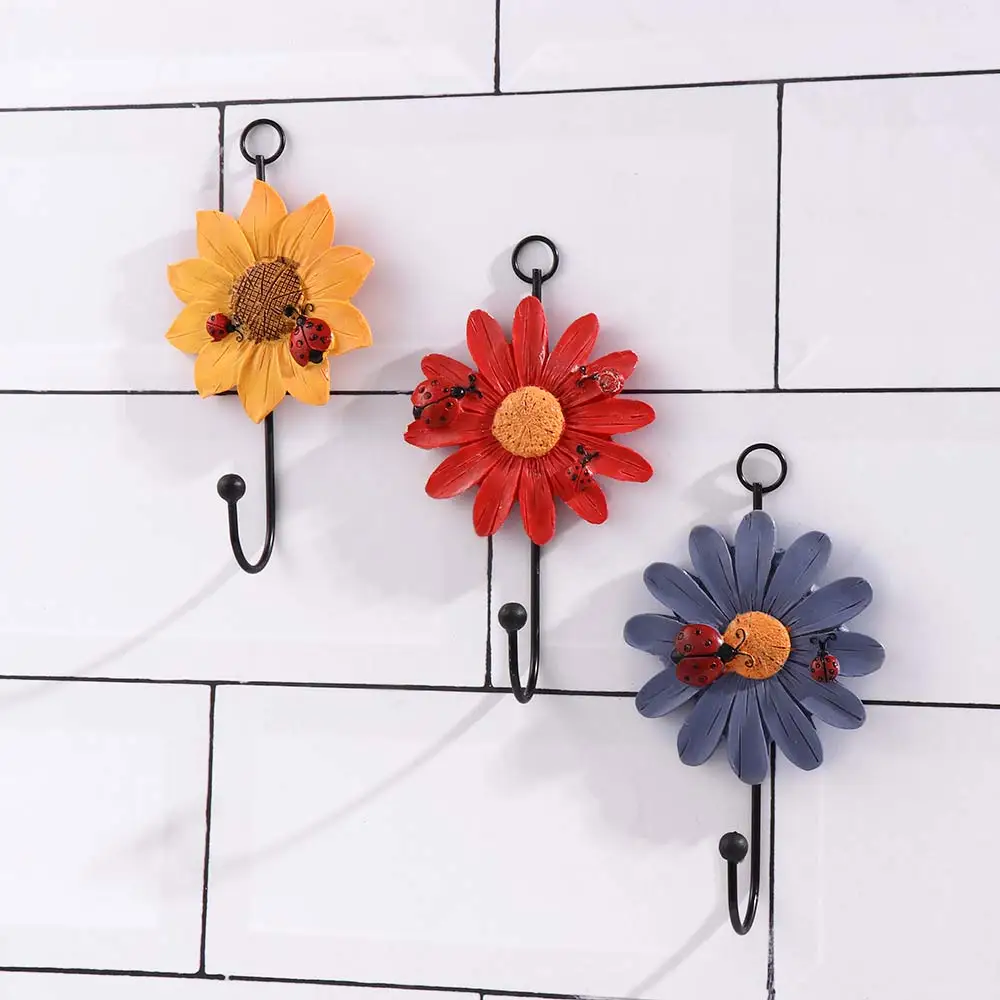 Creative Resin Flower Shape Wall Hangers for Key Hat Towel Wall Hooks Home Decoration