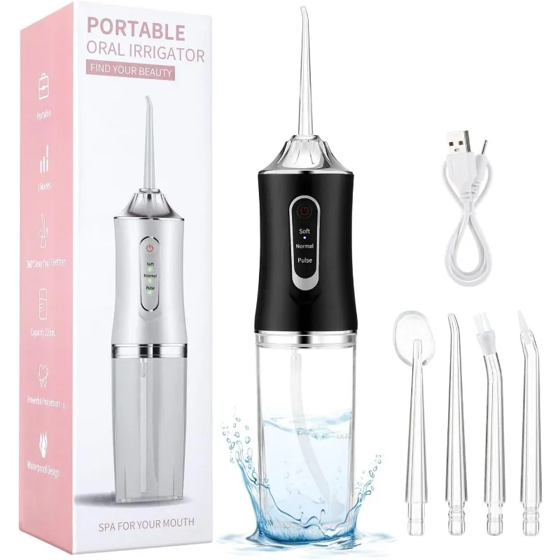 Oral Irrigator Portable Teeth Irrigator USB Rechargeable Waterproof Teeth Scrubber 3 Modes Clean Teeth Suitable Children Adults