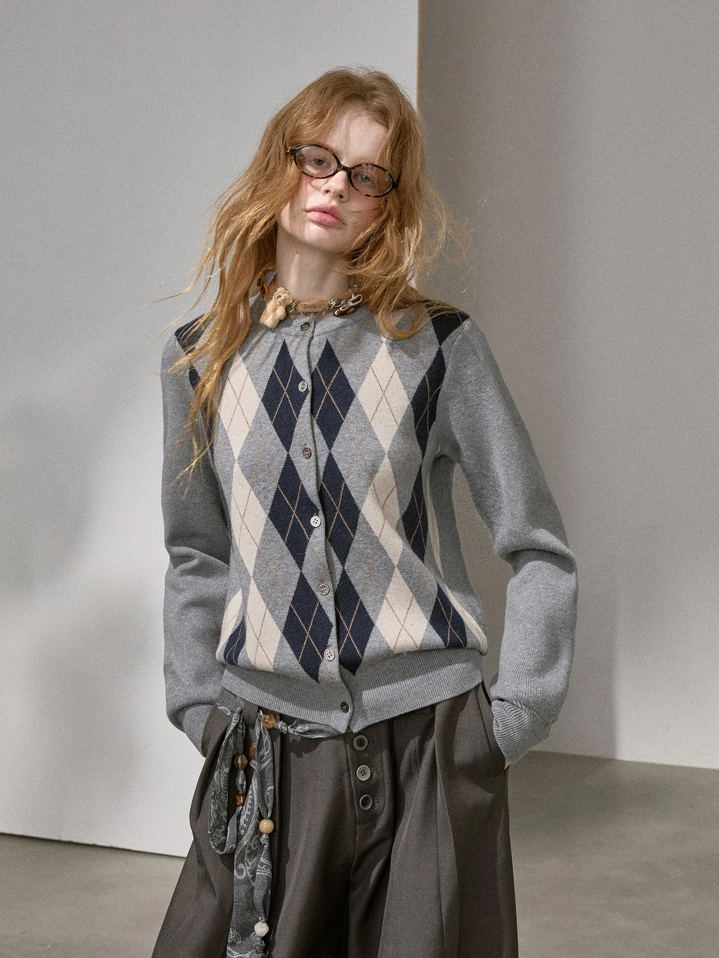 

DIDDI MODA Винтажный вязаный кардиган с эффектом пэчворк, приталенный крой, для женщин, как внутренний или внешний слой, из поливолокна, хлопка, шерсти и шелка