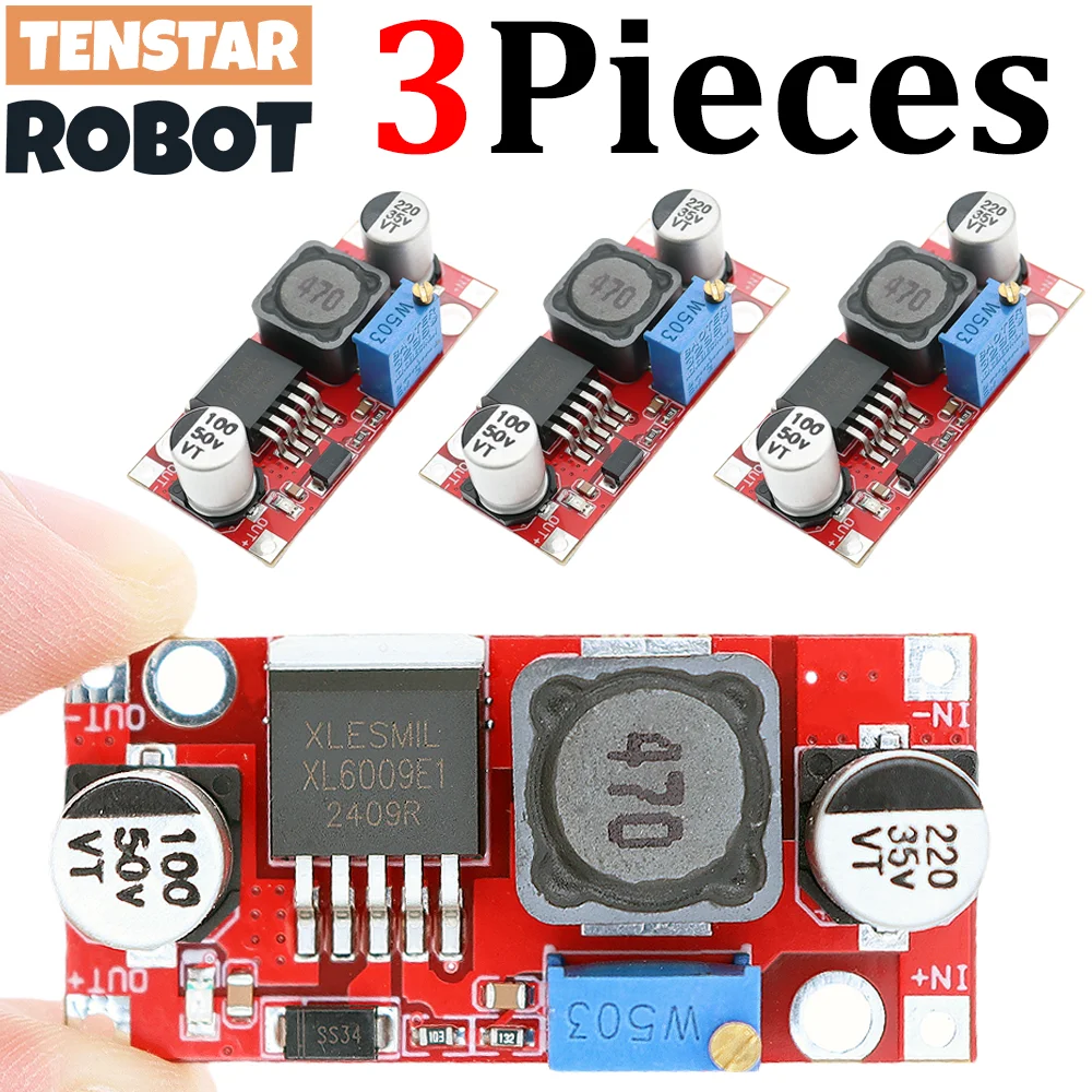 TENSTAR 3pcs XL6009 DC-DC Booster Module Red Board  5-40V 15W Power Supply Output Adjustable Super LM2577 Step-Up