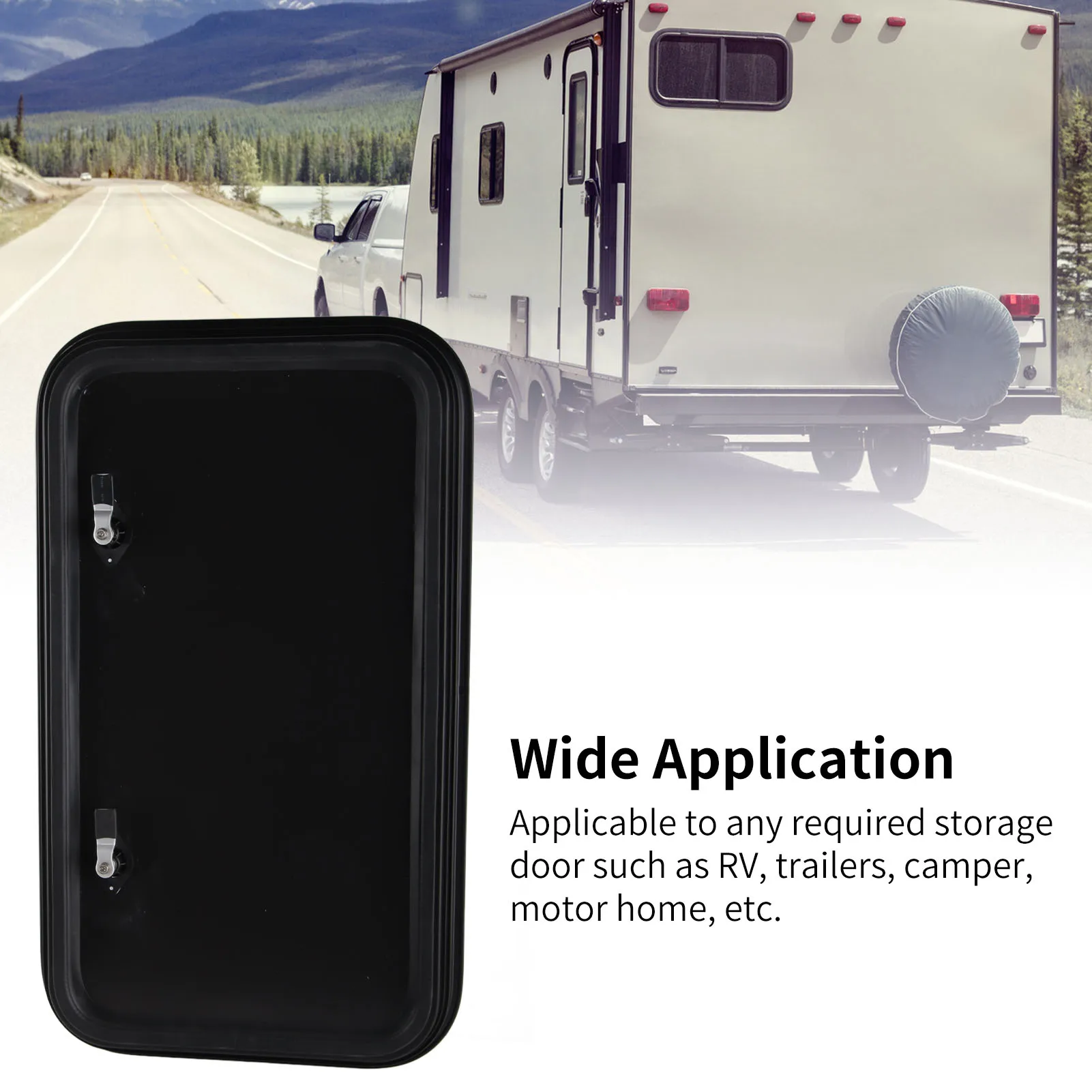 RV Storage Hatch RV Storage Hatch with Lock and Key Heavy Duty  Rounded Corner Black UV Proof Baggage Door for  Van