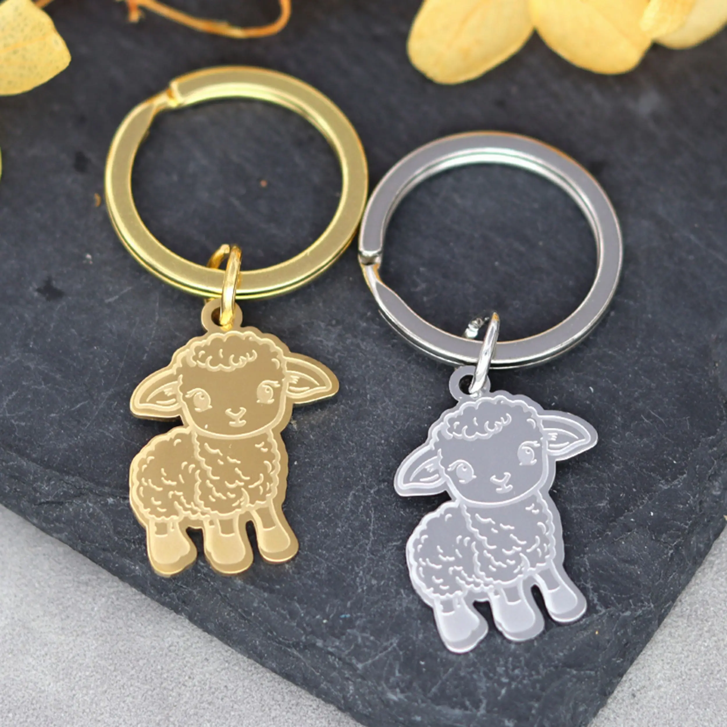 Cartoon Lamb Animal Charms Fit Kids Gifts Keychain Unisex Jewelry Making Stainless Steel Cute Sheep Pendant Decor Akcesoria