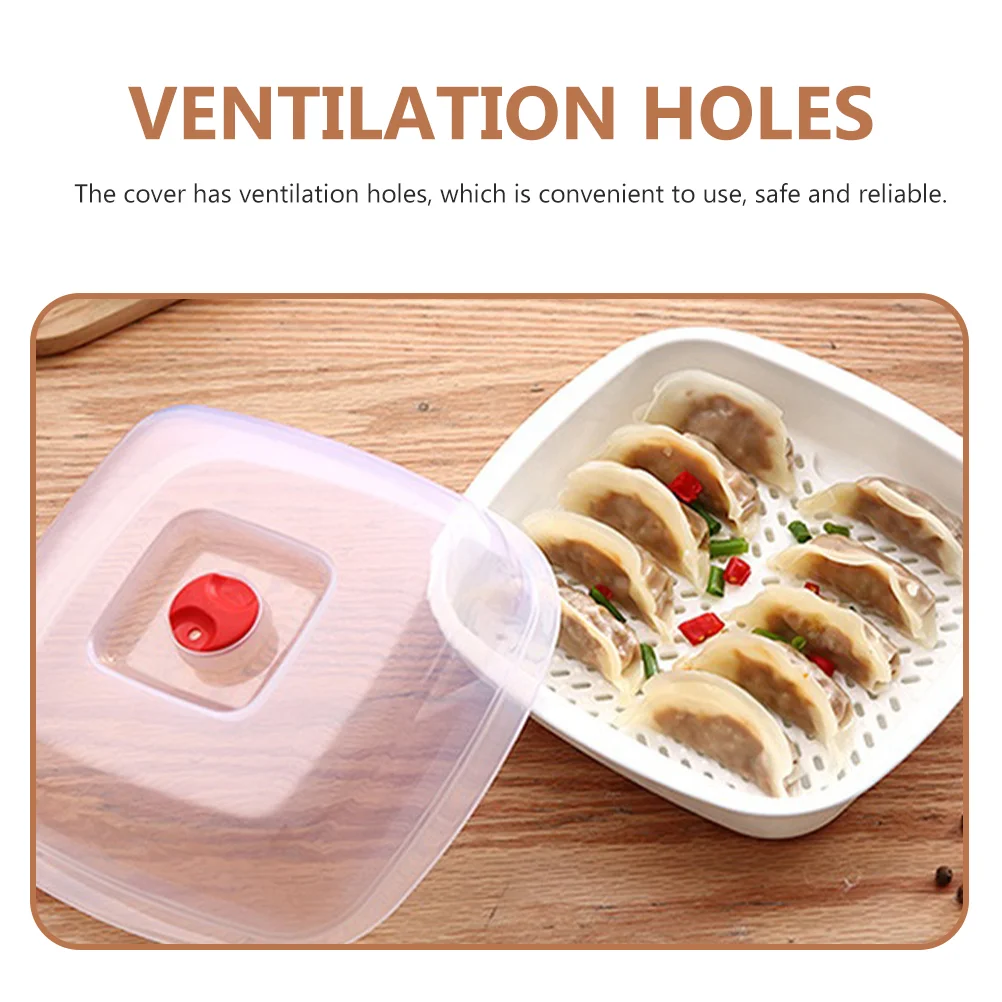 Microwave Steamer Food Steamed Holder Versatile Steaming Plate with Clear Lid Practical Fish Container for Containers Lids