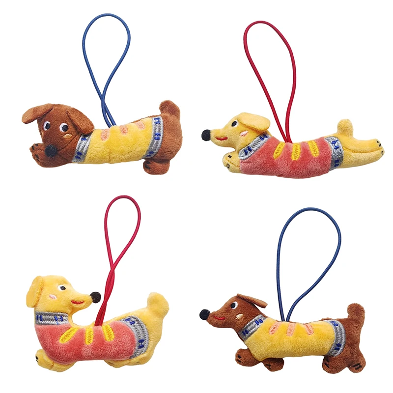 LLavero de muñeco de peluche de perro salchicha Kawaii, llavero de cachorro relleno de dibujos animados, colgante para mochila, bolso encantador, decoración colgante, regalos para niños