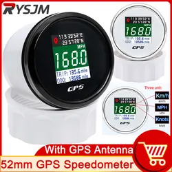 316 Stainless Steel 52mm Car Boat Digital GPS Speedometer KMH MPH Odometer Speed Gauges Meter Trip Voltmeter with GPS Antenna