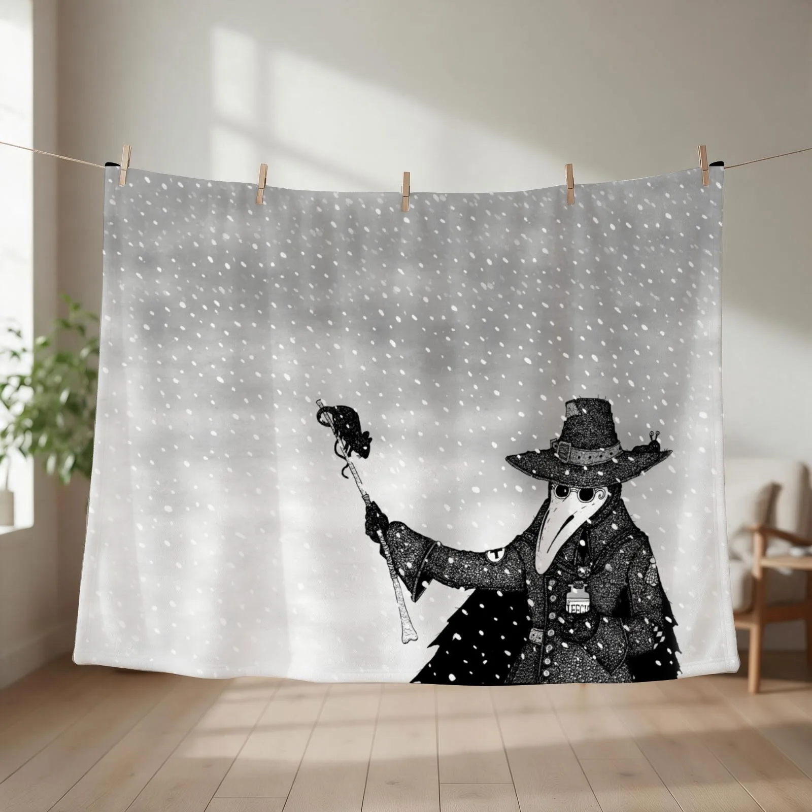 Plague Doctor in the Snow Throw Blanket Soft Big christmas decoration for sofa Giant Sofa Blankets