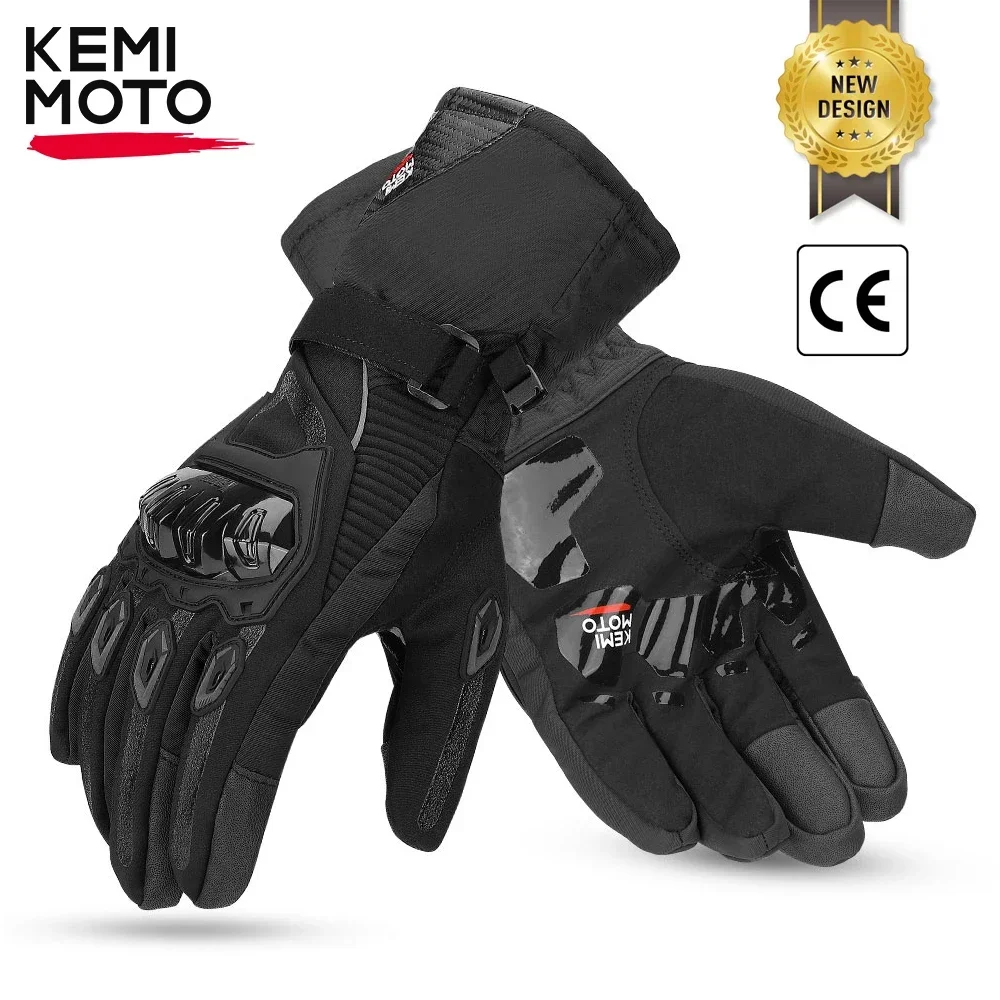 KEMiMOTO zimowe rękawice motocyklowe CE ekran dotykowy Motorcross wodoodporne wiatroszczelne rękawice ochronne mężczyźni Guantes Moto Luvas