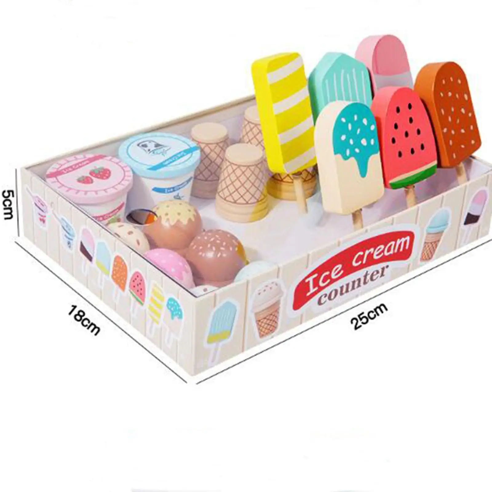 Wooden Ice Cream Counter Playset Education for Preschool Children Girls Boys