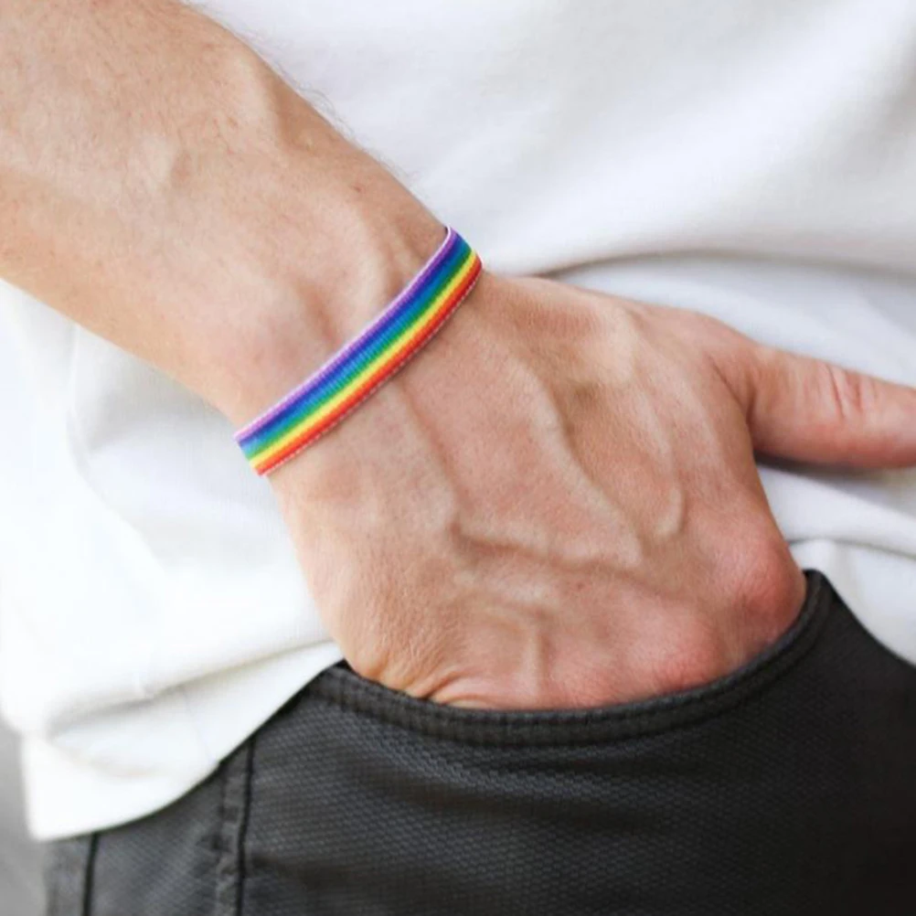 2 uds pulseras de arcoíris de moda pulsera tejida del orgullo del amor para mujeres niñas niños señoras pareja joyería de fiesta