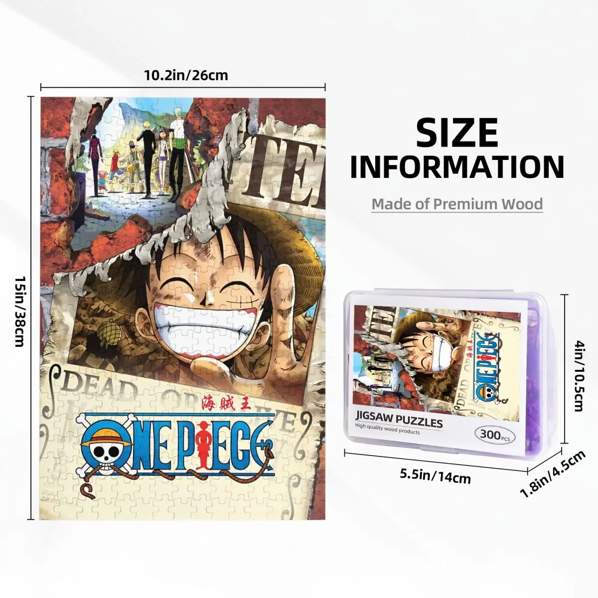 Anime Manga Luffy Legpuzzel voor kinderen 300-delige houten puzzels stukken leuk leercadeau voor jongens meisjes
