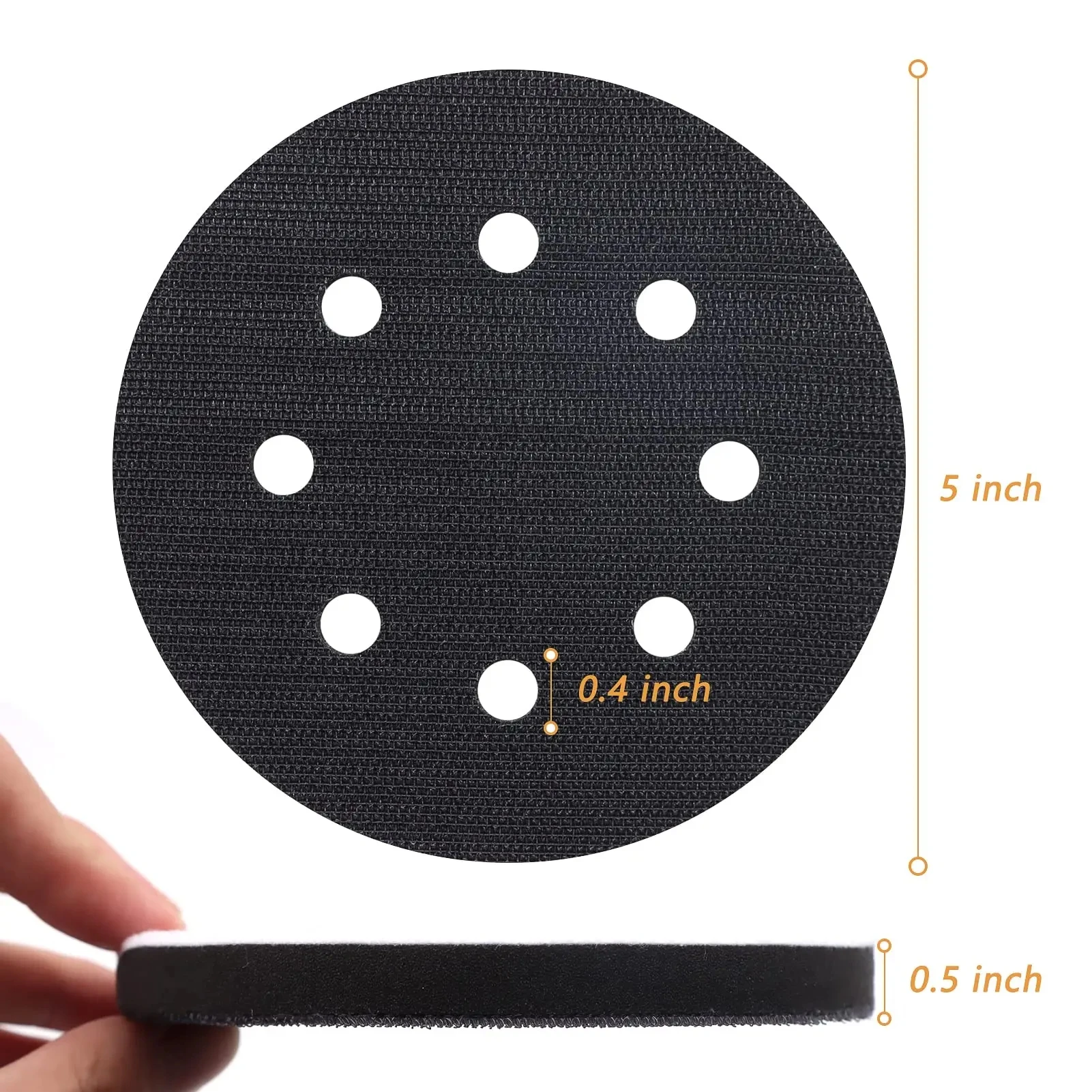 4 pezzi 5 pollici 8 fori tampone di ricambio per levigatrice orbitale a strappo 125 MM con Pad di interfaccia in schiuma per la molatura di metallo e legno