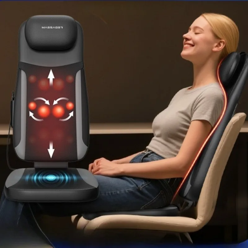 Electric Back Massager Vibrating Cervical Massage Chair Seat Cushion for Body Shiatsu Heated Kneading Relaxarion Home Office Use