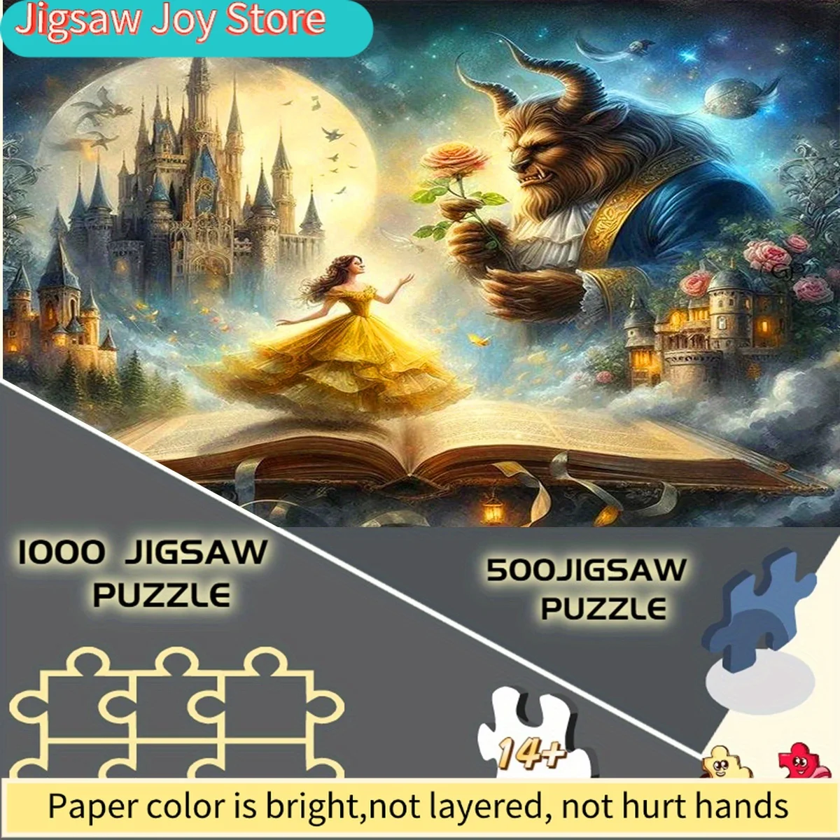 

Пазл-головоломка Disney/Disney, сделай сам, из плотного белого картона, для взрослых, с изображением «Красавица и Чудовище»