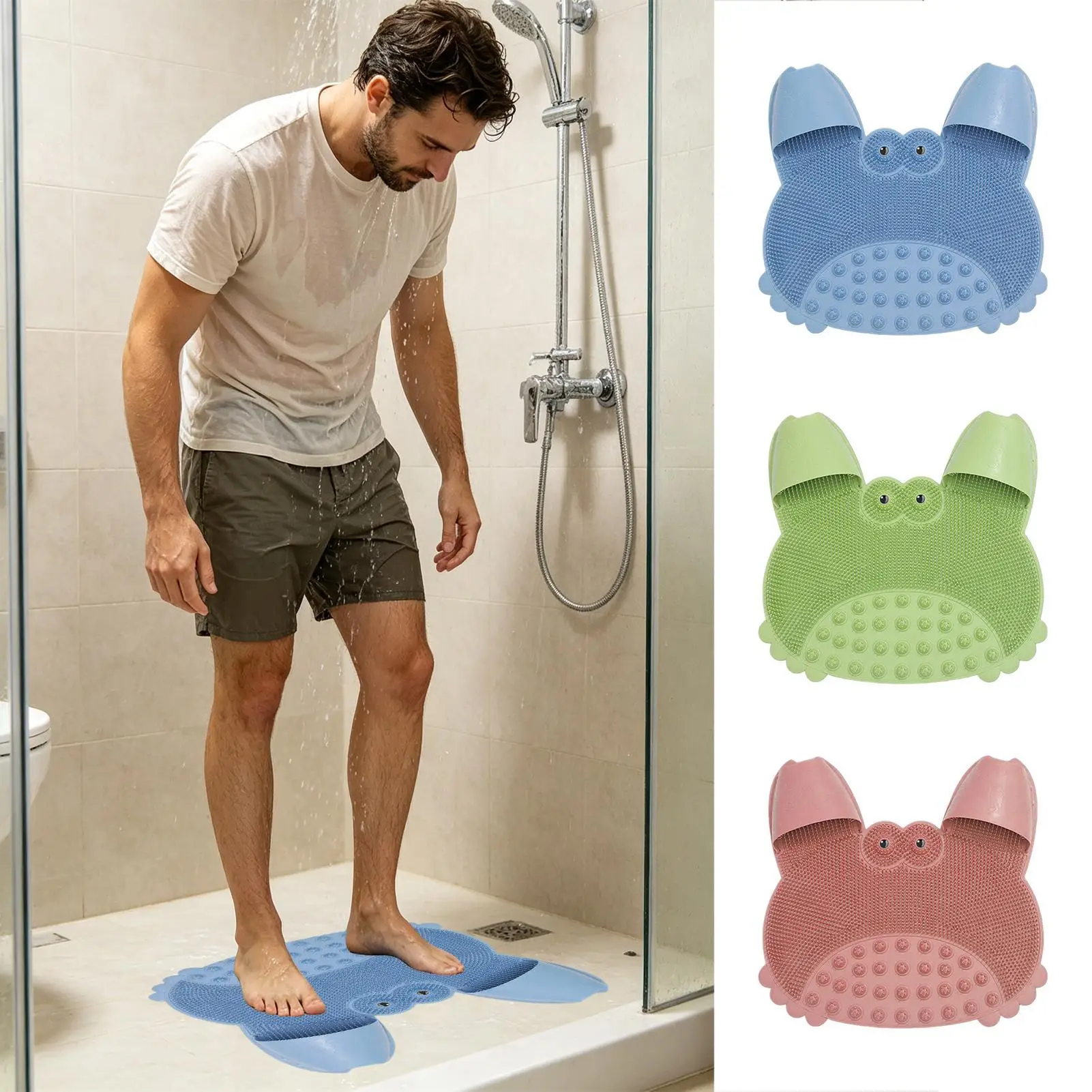 

Foot Scrubber Mat Suction Cup Back Feet Massage Pad Foot Cleaner Massage Mat for Athletes Elderly Adults Daily Bathroom Home Spa
