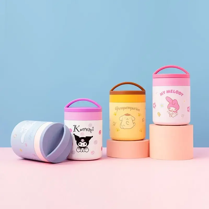 Sanrios Anime Kuromi Cinnamoroll My Melody Stewing Beaker Cartoon Large Capacity Portable Insulation Lunch Box Braised Beaker