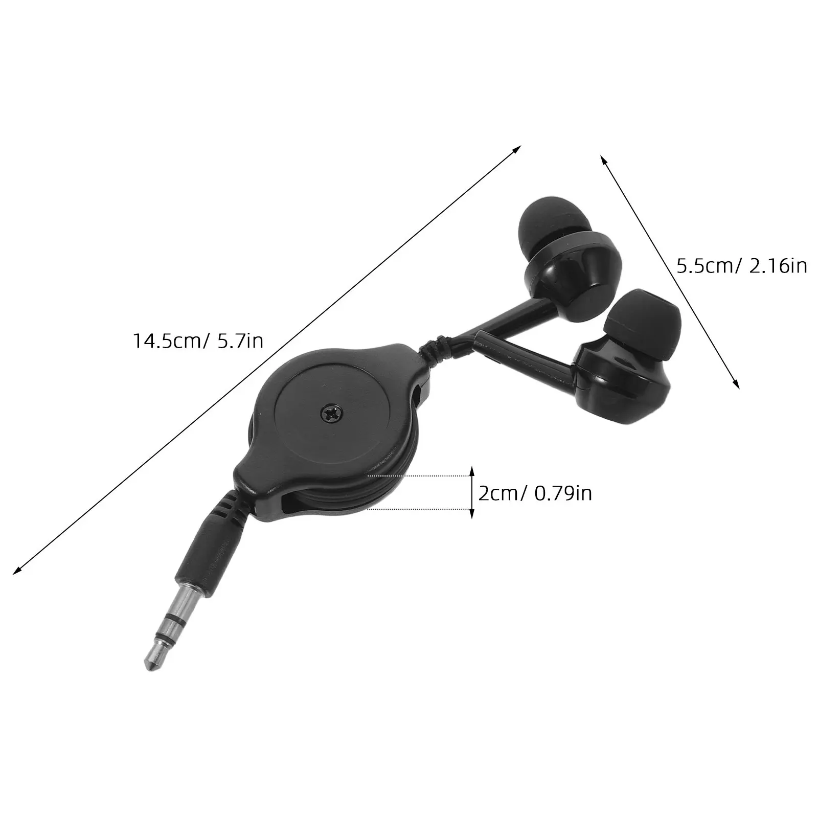 2Pcs Retractable Wired Earbuds Stereo Earphones Portable Travel Tangle-Free 3.5mm Jack Compatible Cell Phone Laptop Tablet Wired