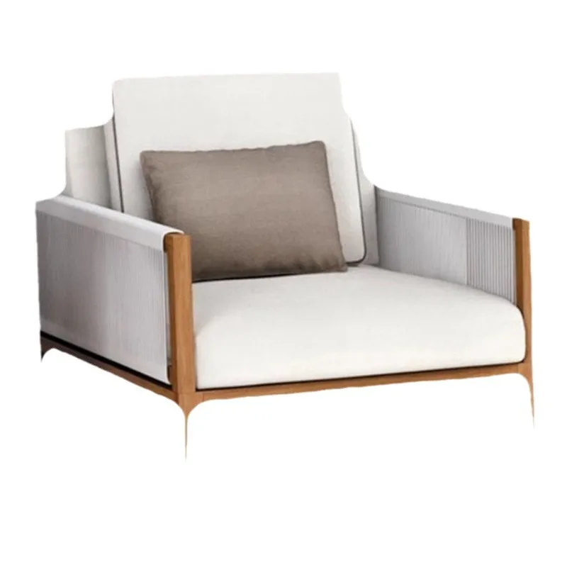 

Outdoor sofa coffee table combination Nordic designer teak furniture villa courtyard sun room terrace rattan sofa