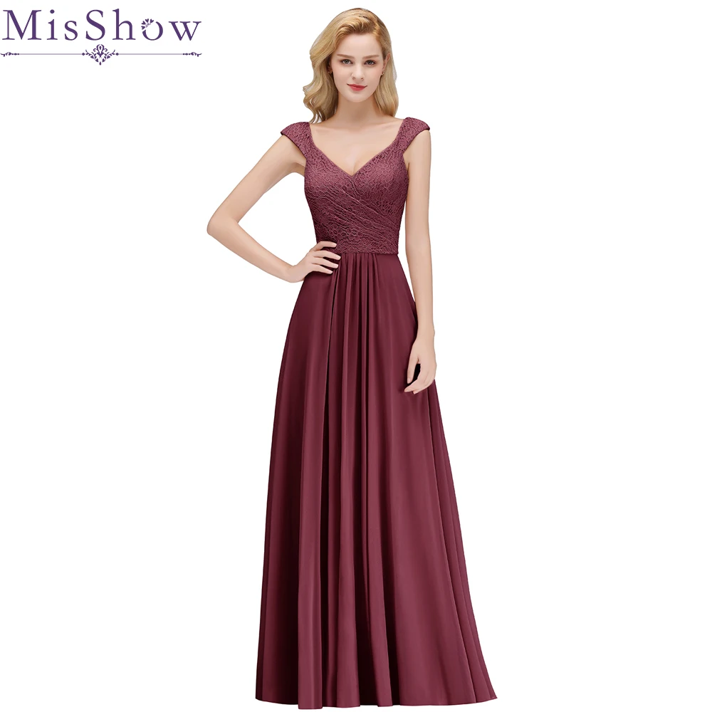 Sexy Burgundy Pink Evening Dresses Elegant Chiffon Evening Dresses Long Lace Formal Women Prom Gowns Party Vestido De Fiesta