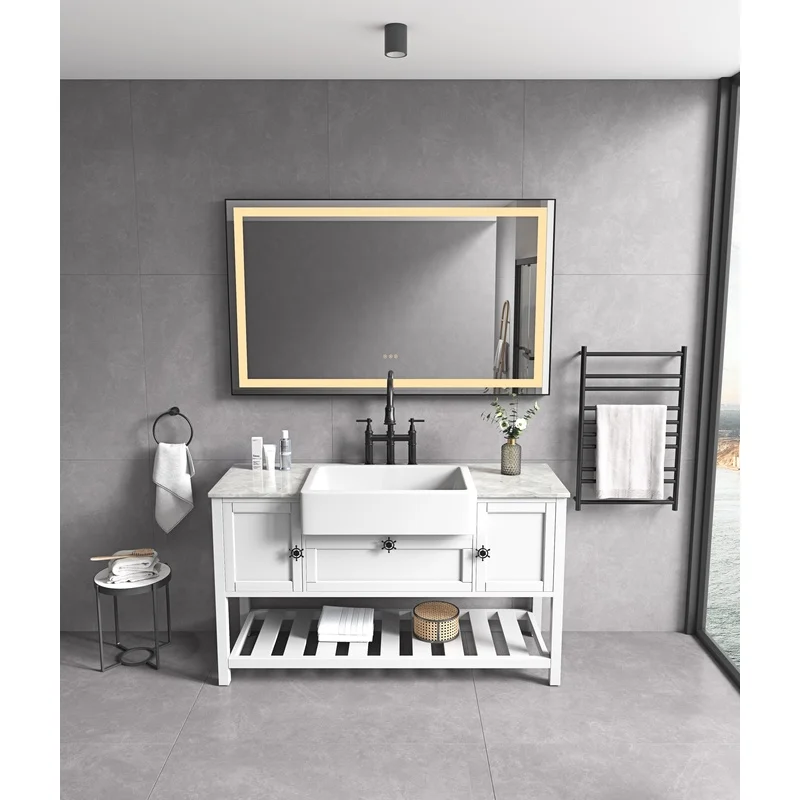 

72" LED Bathroom Mirror with Aluminum Frame, Wall-Mounted Vanity Mirror, Anti-Fog, Memory, 3 Color Temperatures, Stepless Dimmable