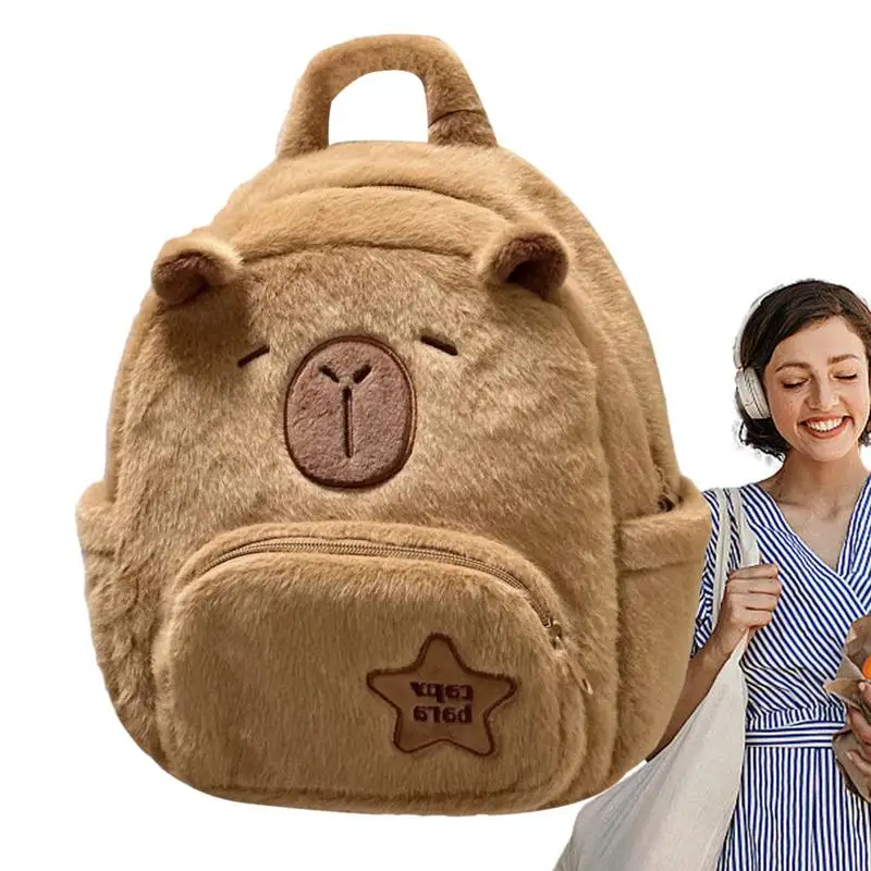 Capybara Plüsch Rucksack große Kapazität niedlichen Stofftier weich und bequem Capybara Puppe Kissen lebendige Capybara Casual Tasche für