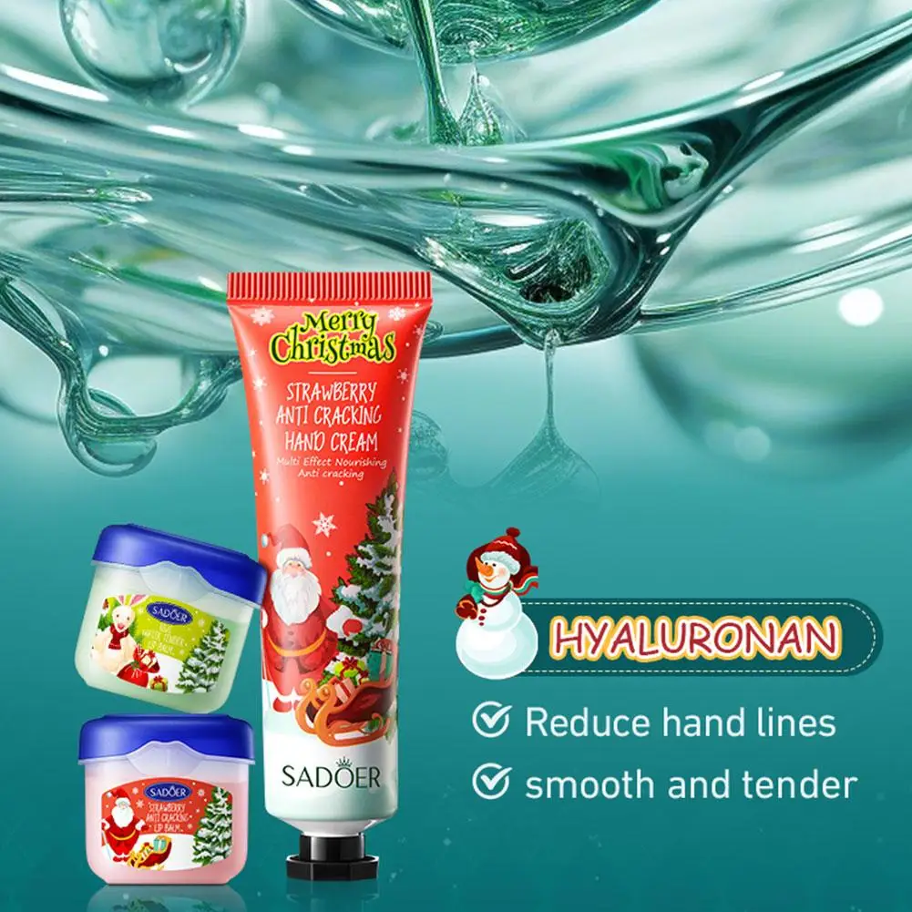 Christmas Moisturizing Repair Hand Cream Lipstick Combination Set Fruit Fragrance Anti-chapped Hand Lip Care Set Exquisite Gifts