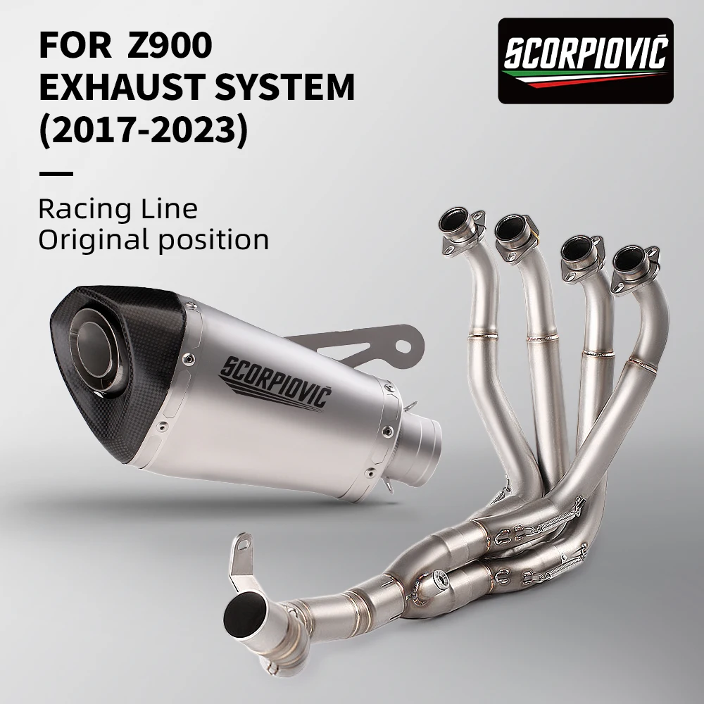 Slip On For Z900 ninja900 Full System Motorcycle Exhaust Escape Modify Front Mid Link Pipe With 51MM Muffler