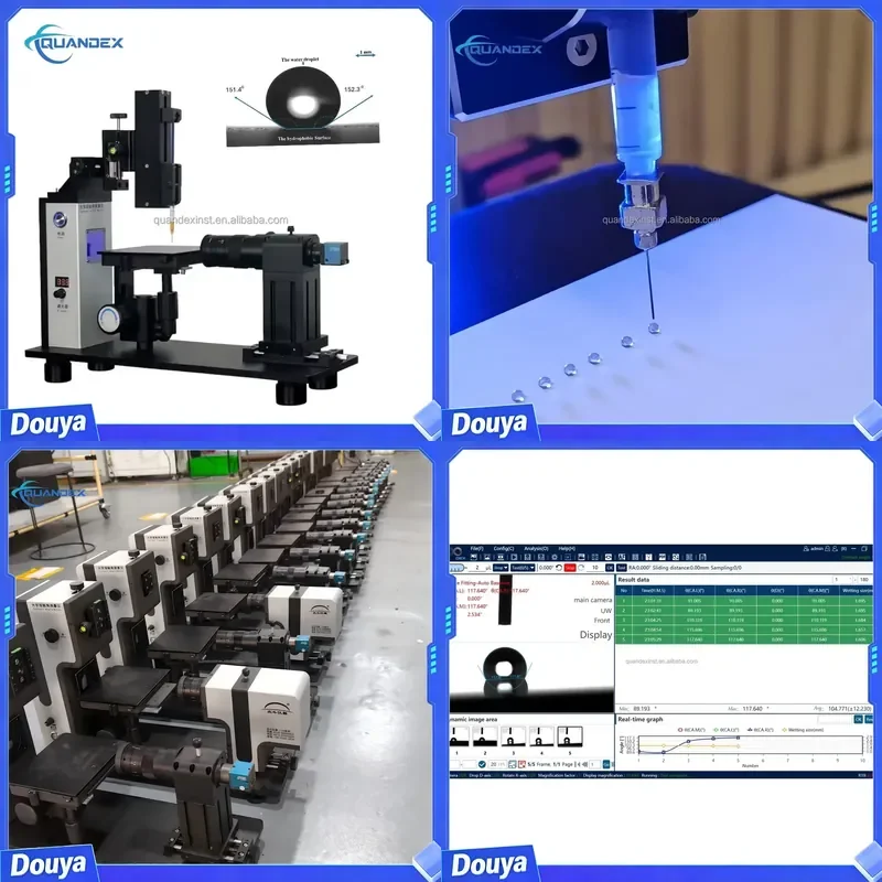 Automatic Contact Angle Meter QD100S in Consumer Electronics for Coating Materia l Research Wettability test